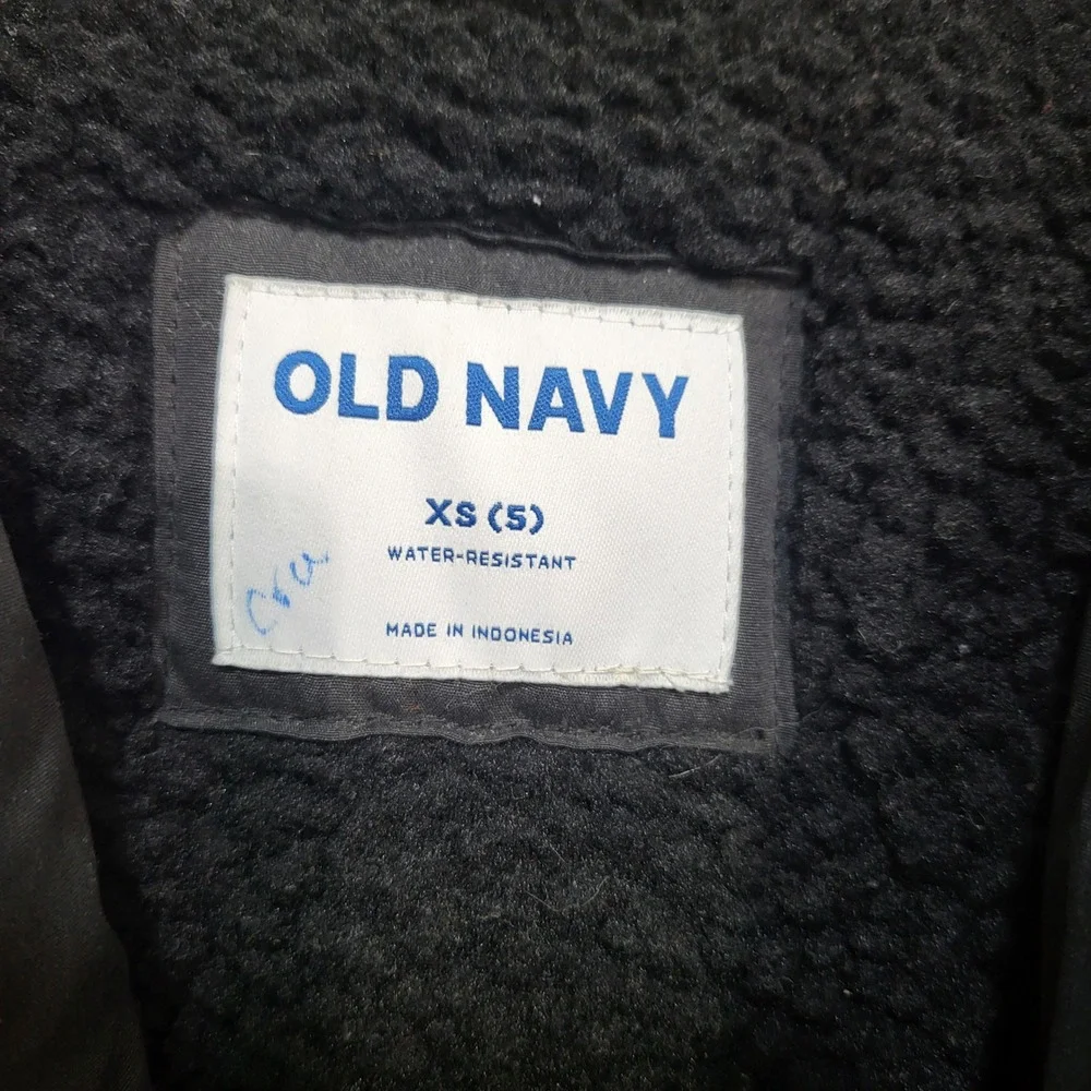 Old Navy Kids Black Water Resistant‎ Hooded Parka Jacket XS 5 Fur Trim